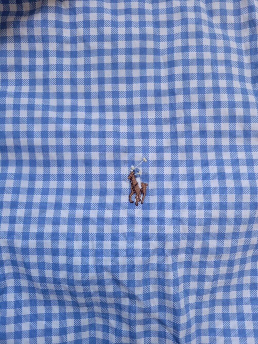 Polo Ralph Lauren Luxury Oxford Blue Gingham Long Sleeve Button Down Shirt Sz L - Picture 5 of 8